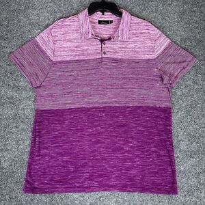 Marc Anthony Polo Shirt Men XL Purple Ombre Heather Blocks Slim Fit Short Sleeve